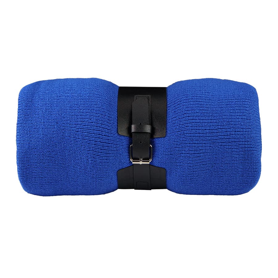 Плед "Belt"; синий; 130 х 180 см; 100% акрил, с поясом