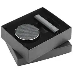 Набор Let's Get Loud, ver.2, аккумулятор: 9,3х2,2х2,2 см; колонка: диаметр 7 см; высота 4,2 см; упаковка: 16,5х13х4,8 см