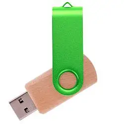 Флешка TWIST WOOD COLOR Темное дерево с салатовым 4014.32.15.64ГБ