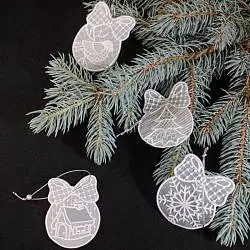 Набор подвесок «Зимние узоры», коробка:10х10х11 см; подвеска: 9х6,5 см