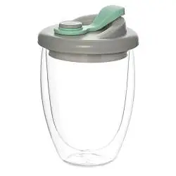 Стакан стеклянный Lotos с двойными стенками и крышкой