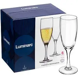 Набор из 6 бокалов для шампанского «Французский ресторанчик», высота 18,5 см, верхний диаметр 5,1 см, диаметр основания 6 см, упаковка 19,5х13х19,8 см