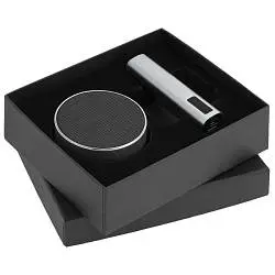 Набор Let's Get Loud, ver.2, аккумулятор: 9,3х2,2х2,2 см; колонка: диаметр 7 см; высота 4,2 см; упаковка: 16,5х13х4,8 см