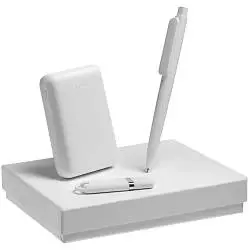 Набор Dualist Memo, большой, черный, аккумулятор: 8,9x6,3x2,1 см; ручка: 14,7х1,1 см; флешка: 6,7х2х0,7 см; коробка: 17х13х2,9 см