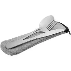 Набор столовых приборов в чехле Personals, ложка: 18,5х4 см, вилка: 18,3х2,5 см, нож: 20,5х1,7 см; чехол: 23,5х7х2 см