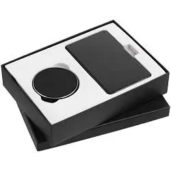 Набор Somerset, колонка: диаметр 7 см; высота 4,2 см; аккумулятор: 13,4х8,3х0,8 см; коробка: 22х16х5 см