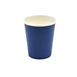 Бумажный стакан 8 унций, (240 мл) евро стандарт, сине-белый, синий - снаружи