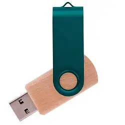 Флешка TWIST WOOD COLOR Темное дерево с салатовым 4014.32.15.64ГБ