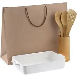 Набор Gratin, пакет: 42х34,5х15 см, блюдо: 33x19,7x6 см, набор кухонных принадлежностей: диаметр 7, высота 30 см